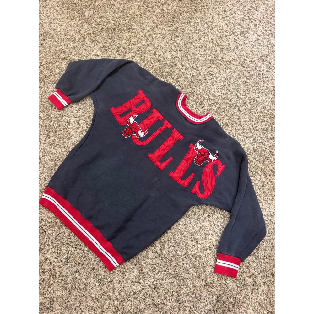 Vintage Chicago Bulls Sweatshirt Legends Athletic 90s Grey Red Spellout Mens M